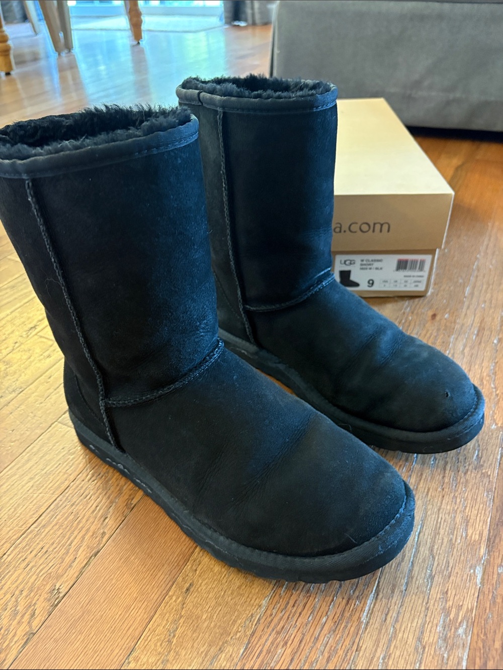 UGG Black Short Shearling-Lined Winter Boots